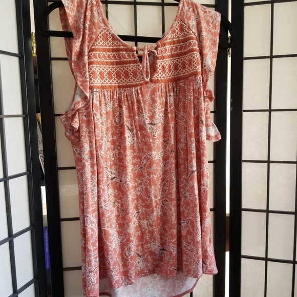 Boho embroidered tassle tie ruffle sleeve top - Picture 5 of 8